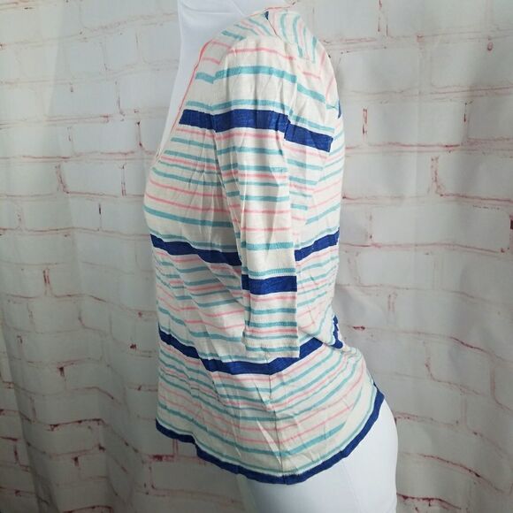 3/25J Crew factory half Sleeve crewneck stripe top - Picture 2 of 4